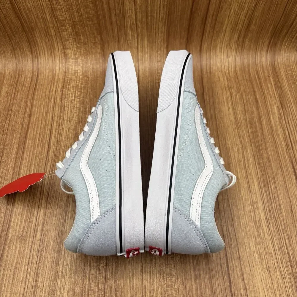 Vans Old Skool Shoes Womens 7.5 Light Blue Canvas Suede Lace Up Sneakers New - Picture 5 of 8